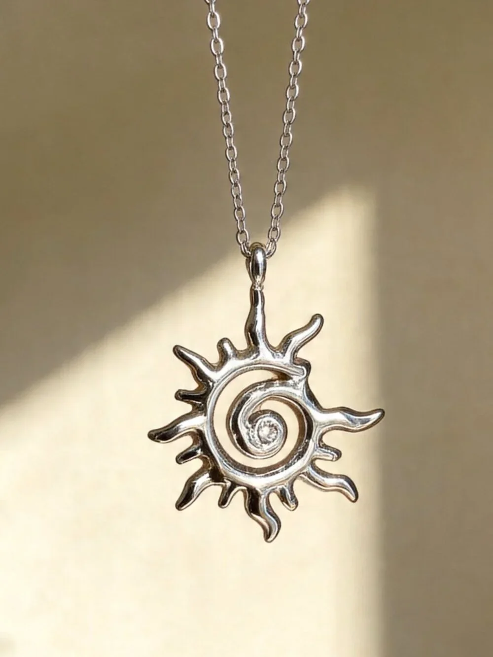 Sun Spiral Pendant Necklace Stainless Steel - Picture 5 of 13